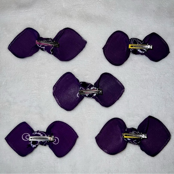Dark Purple Paisley Rockabilly Bandana Knotted Hair Bow - Picture 10 of 11